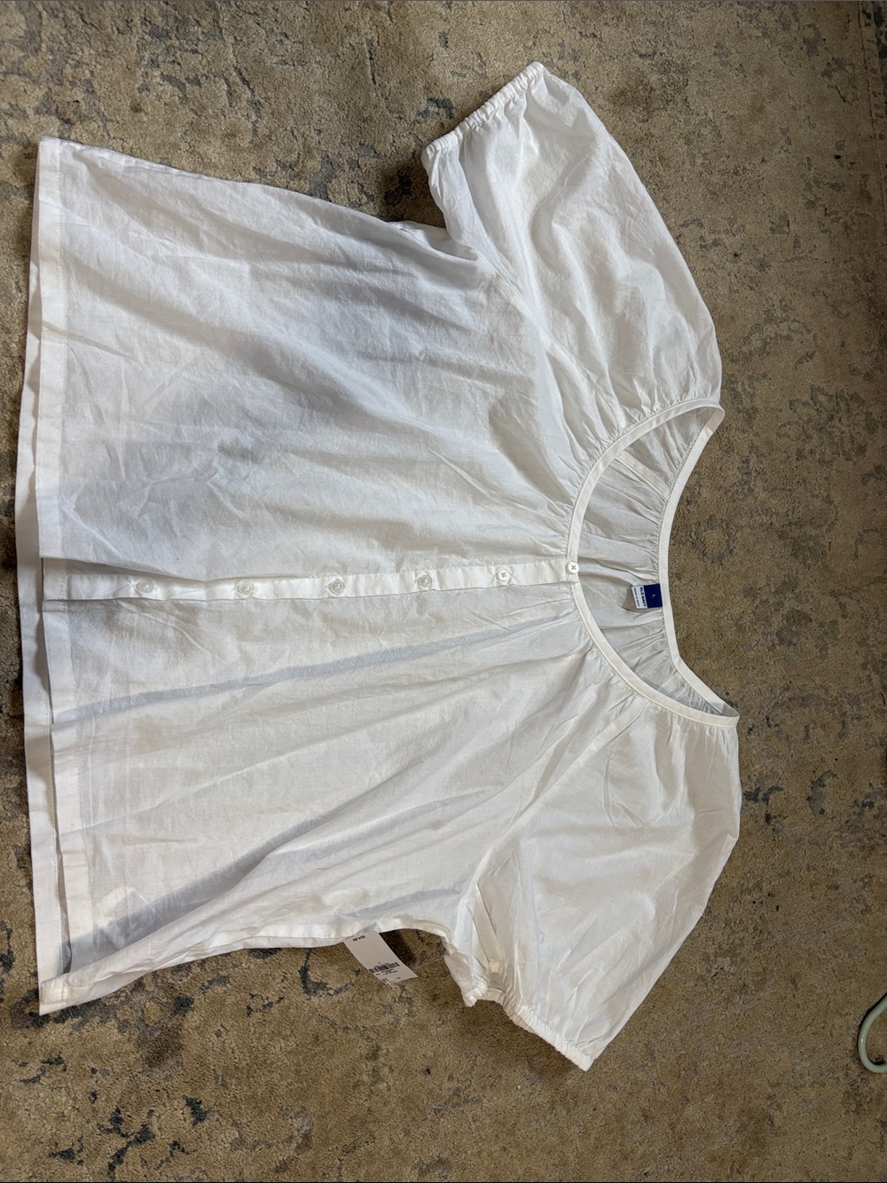 White women’s Puff Sleeve Button-Front Top